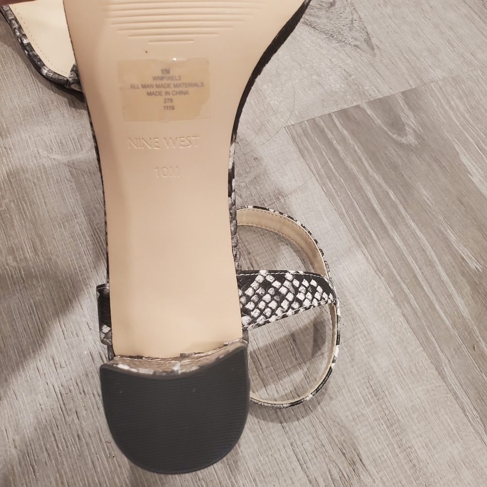 New Nine West Pixel Block Heel Python Print Sandal - image 7